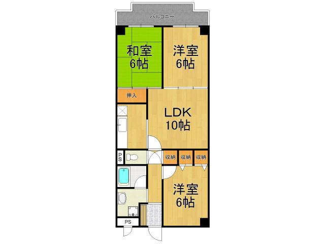 エクセル甲子園口(3LDK/2階)の間取り写真