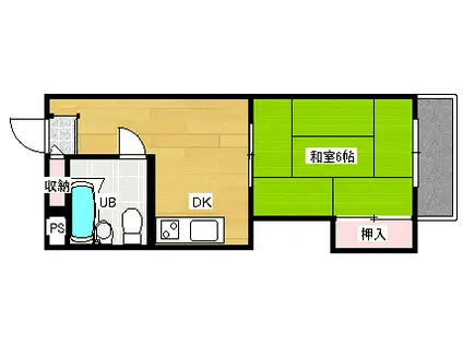 シャトレ山寺(1K/2階)の間取り写真