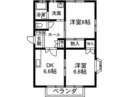 カーサ・セレーノ(2DK/1階)の間取り写真