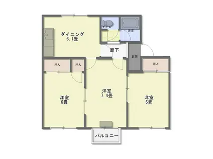 レジデンス長谷川B(3DK/2階)の間取り写真