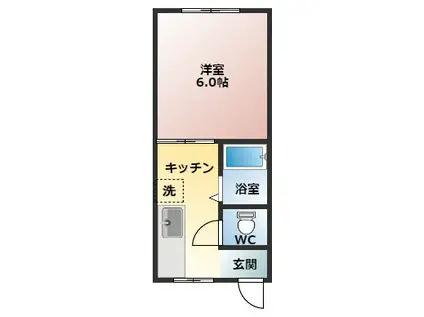 スリーハイツ(1K/1階)の間取り写真