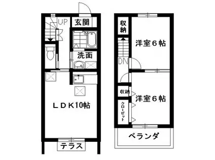 タウンステージ・アザミ(2LDK/2階)の間取り写真