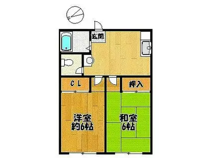 ビオラ三田I(2DK/2階)の間取り写真