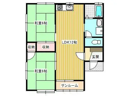 メゾンアルファーA棟(2LDK/1階)の間取り写真