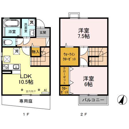 セタンドールB(2LDK/1階)の間取り写真