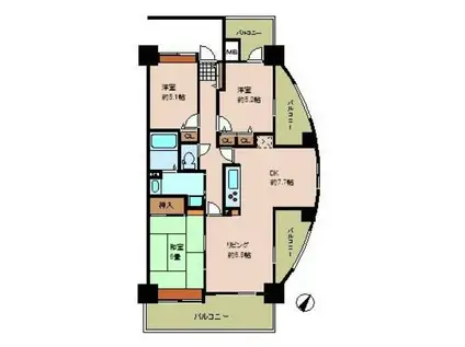 シーブリーズ東原壱番館(3LDK/9階)の間取り写真