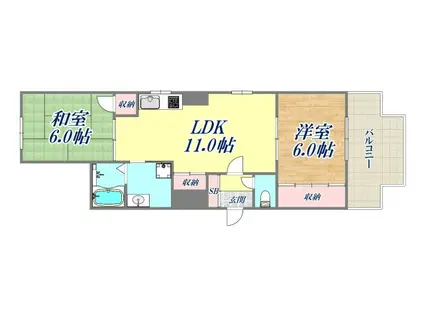 アダチイエムビル(2LDK/4階)の間取り写真