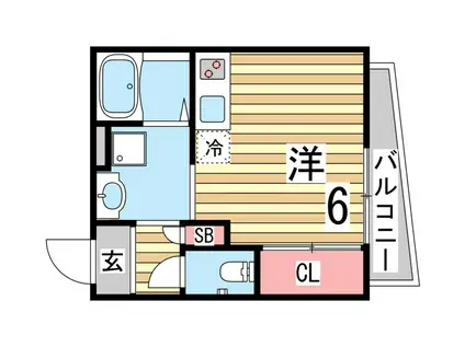 ワコーレヴィアーノ須磨月見山本町(ワンルーム/2階)の間取り写真