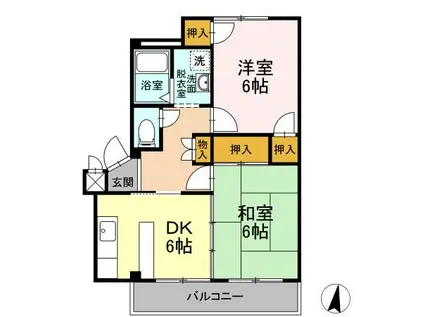 メゾンイナバ A(2DK/1階)の間取り写真