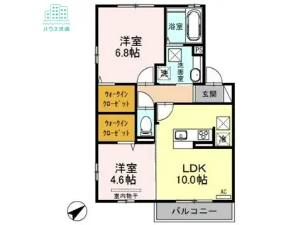 ラターシュ真崎(2LDK/1階)の間取り写真