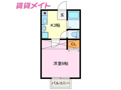 アティック(1K/1階)の間取り写真