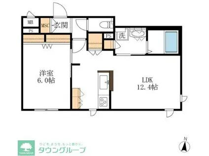 ポルトボヌール瑞穂(1LDK/1階)の間取り写真