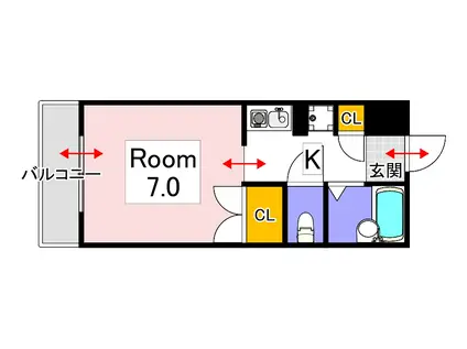 アルファ西古松(1K/3階)の間取り写真