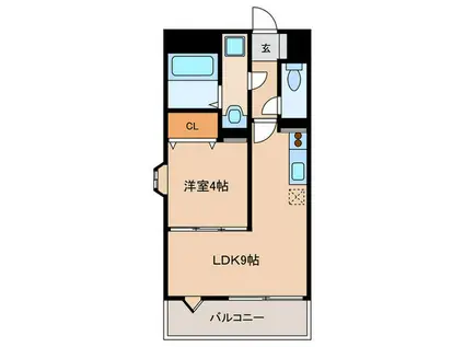 アンジェラス西新I(1LDK/1階)の間取り写真