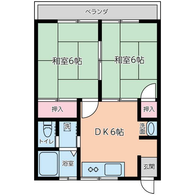 エレガンス堀山下(2DK/2階)の間取り写真