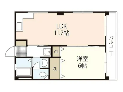 コーポ花本(1LDK/4階)の間取り写真