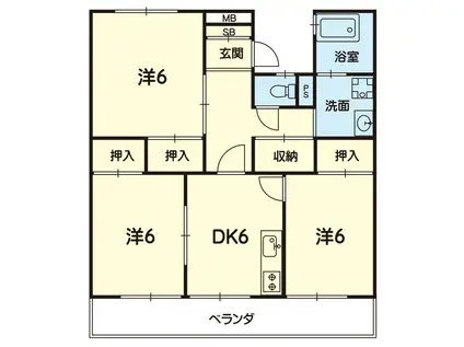 ラ・フレーズ帯山(3DK/3階)の間取り写真