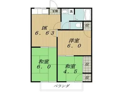 ロイヤル小塩IIIAB(2DK/2階)の間取り写真