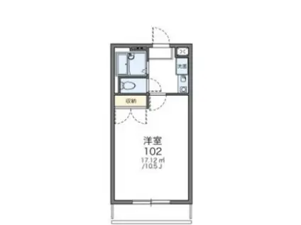 レオパレスエスペランセ(1K/1階)の間取り写真