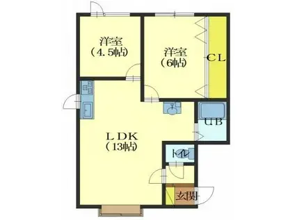 サンライフ港V(2LDK/2階)の間取り写真