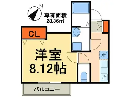 グランツ南流山(1K/2階)の間取り写真