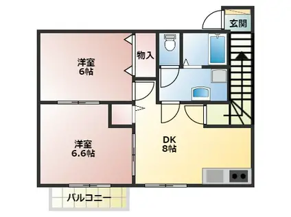 コートヤードVI(2DK/2階)の間取り写真