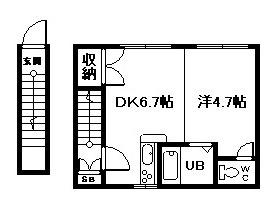 フラワーマンション(1DK/2階)の間取り写真