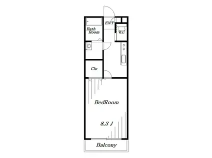 アフェット道場南(1K/3階)の間取り写真