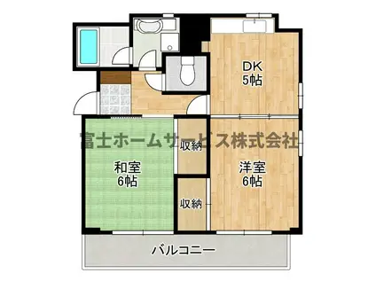 キクゾーンみなづき(2DK/6階)の間取り写真