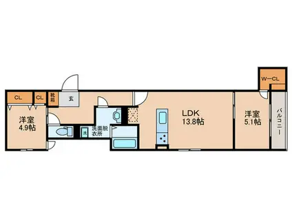 D-ROOM我孫子西(2LDK/1階)の間取り写真