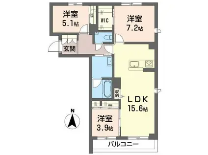 プレミアス幕張本郷(3LDK/2階)の間取り写真