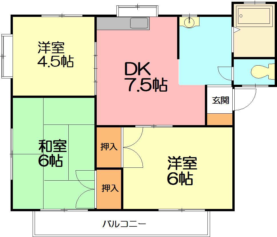 メゾンサンライトI(3DK/1階)の間取り写真