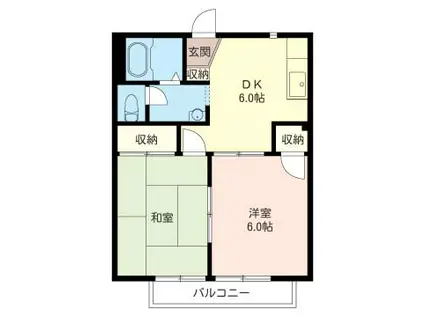メープルタウンA(2DK/2階)の間取り写真