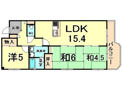ドレム伊丹(3LDK/2階)の間取り写真