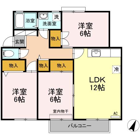メゾン・ド・リヴェール(3LDK/2階)の間取り写真