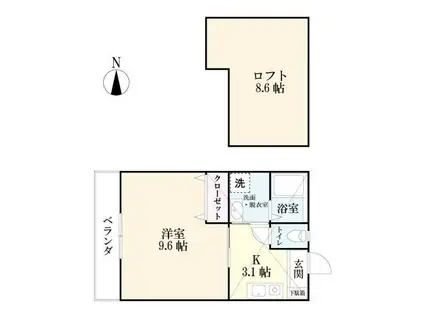 がばいハウス 佐賀西(1K/2階)の間取り写真