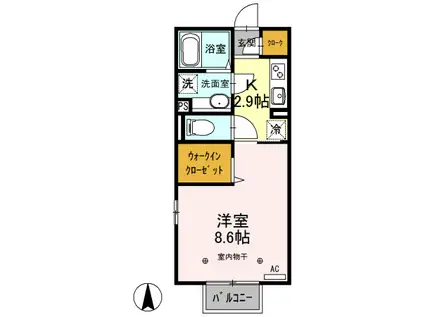 サニーウェル(1K/2階)の間取り写真