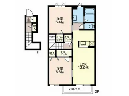 グラン・シャリオ和(2LDK/1階)の間取り写真