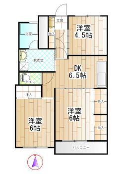 アメニティ甲府(2DK/3階)の間取り写真
