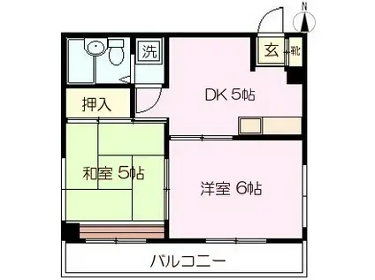 豊田ビル(2DK/4階)の間取り写真