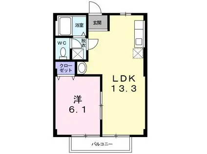 ロイヤルヒルズ(1LDK/2階)の間取り写真