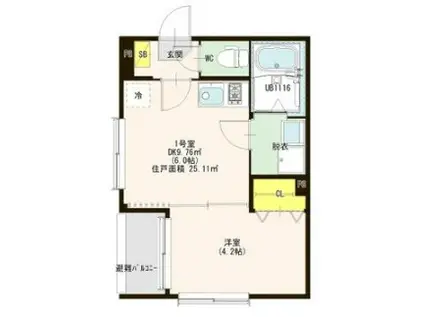 HT高畑(1DK/3階)の間取り写真