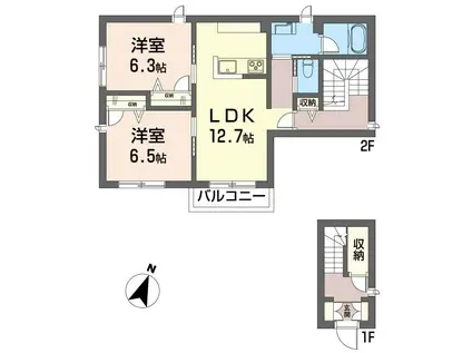 クロノス めじろ台(2LDK/2階)の間取り写真