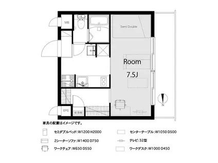 日神パレス梅屋敷(ワンルーム/2階)の間取り写真