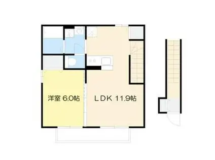 サニーハイツミキ B棟(1LDK/2階)の間取り写真