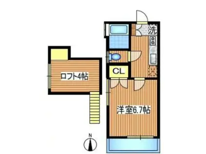 大澤ハイム 100B(1K/2階)の間取り写真
