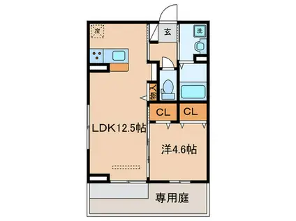 ソレイユ(1LDK/1階)の間取り写真