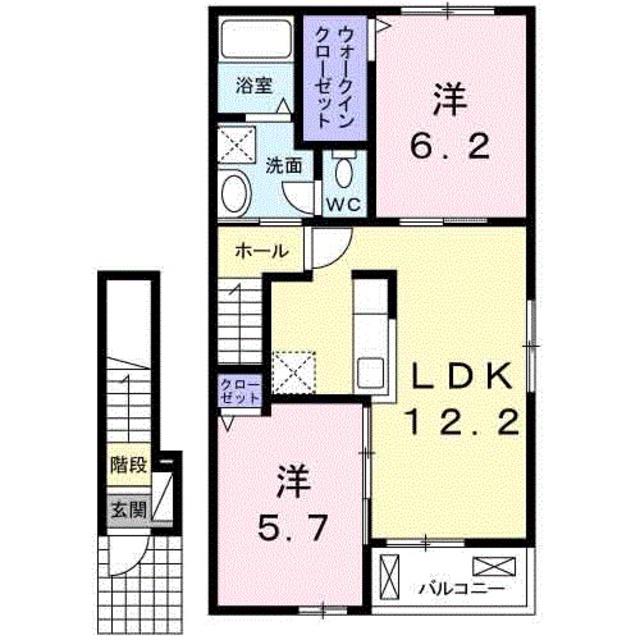 カンタービレ西浜I(2LDK/2階)の間取り写真