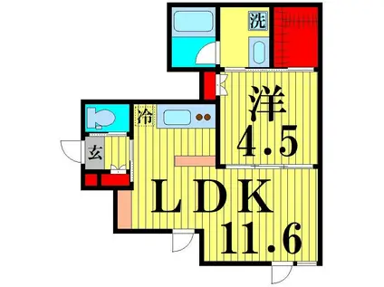 アリュイッテ青井(1LDK/1階)の間取り写真