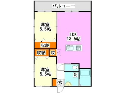 シベールNISHIDA(2LDK/3階)の間取り写真